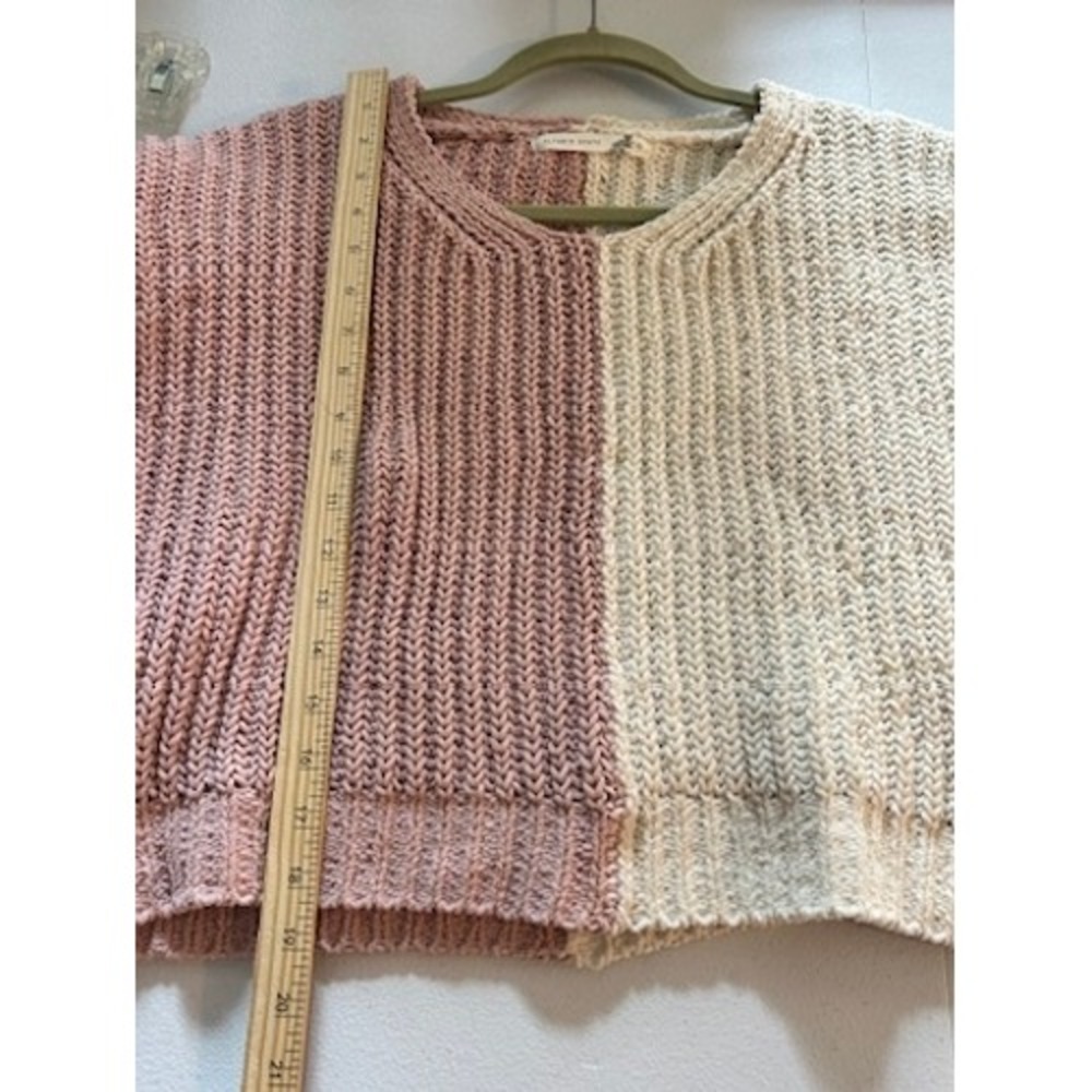 Altar'd State Colorblock Cropped Chenille Sweater Pink Cream Size S - Picture 4 of 6